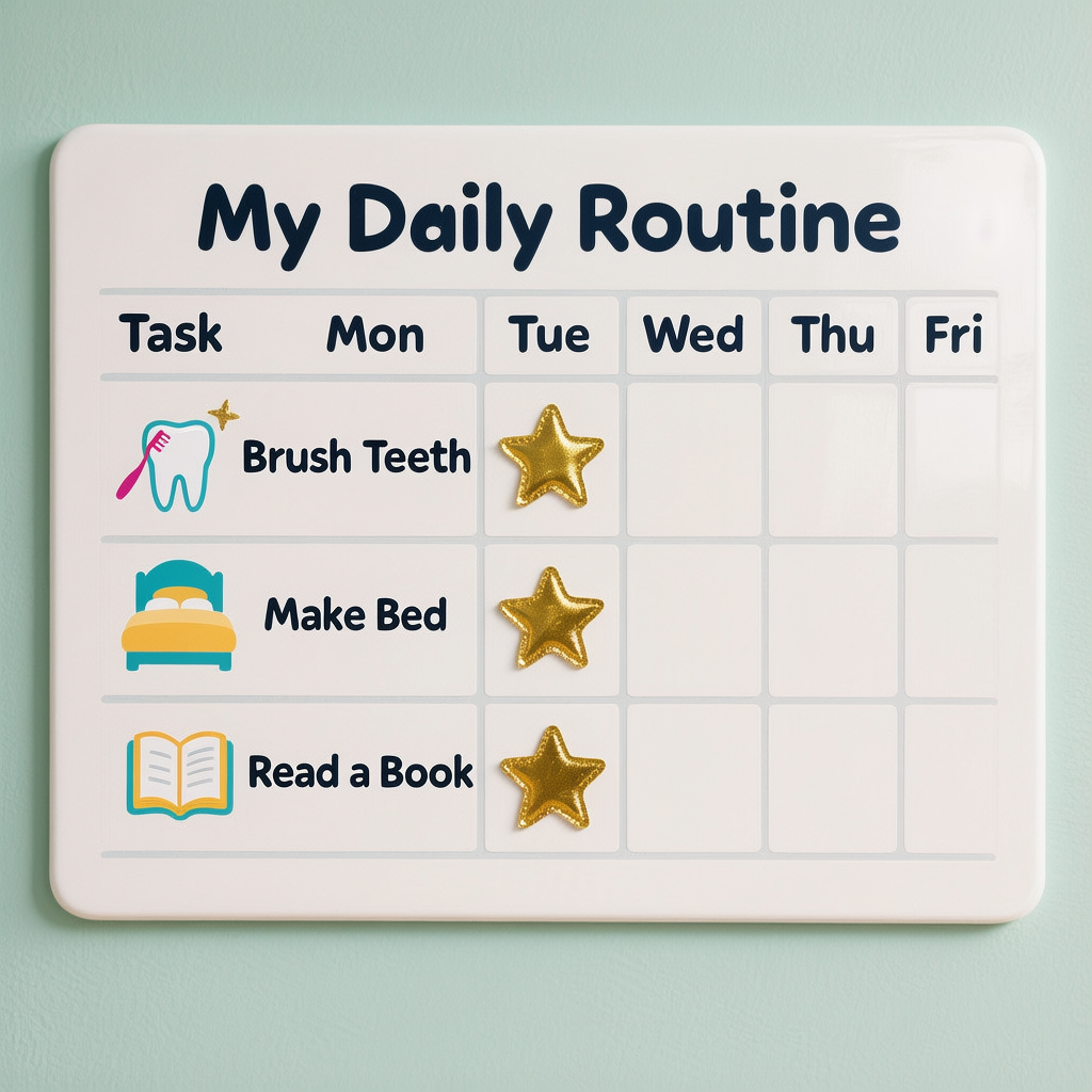 Tableau de routine pour enfants avec des autocollants